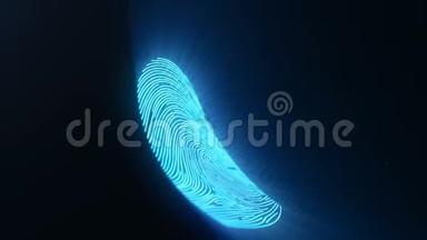 指纹扫描识别系统。 指纹扫描提供安全接口。 3D动动画